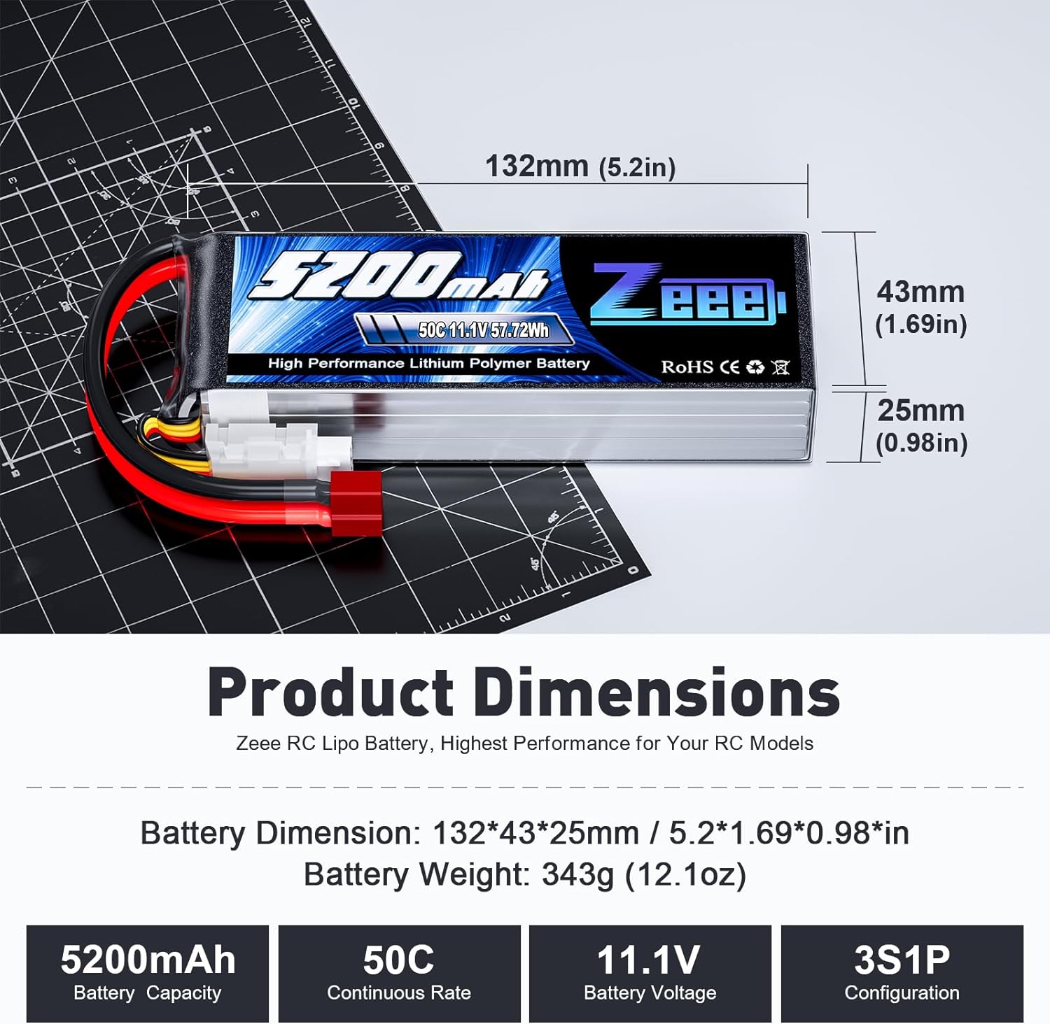 1/2 단위 Zeee 11.1V 50C 5200mAh  - Drone Battery 3S 리뷰 및 가격